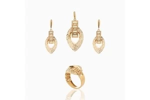 نیم ست طلا 18 عیار زنانه مدل اسلیمی تراش خور کد ST0030